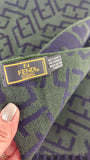 Fendi Navy & Green 100% Wool Reversible Scarf - R0280