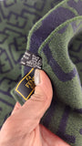 Fendi Navy & Green 100% Wool Reversible Scarf - R0280