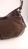 Celine Brown Canvas/Embossed Leather Shoulder Bag - R0340
