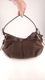 Celine Brown Canvas/Embossed Leather Shoulder Bag - R0340