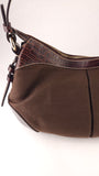 Celine Brown Canvas/Embossed Leather Shoulder Bag - R0340