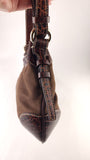Celine Brown Canvas/Embossed Leather Shoulder Bag - R0340