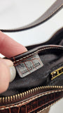 Celine Brown Canvas/Embossed Leather Shoulder Bag - R0340