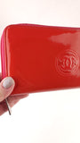Chanel Red Patent Leather Zippy Wallet - R0328