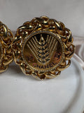 Chanel Gold Tone Wheat Motif, Clip-on earrings - 1443