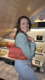 Chanel Matelasse Red Lambskin Double Flap Shoulder Bag - G0465
