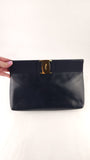 Salvatore Ferragamo Navy Leather Clutch/Shoulder Bag - G0658