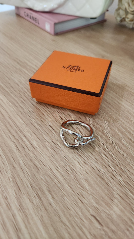 Hermes Jumbo Silver Tone Scarf Ring - G0850