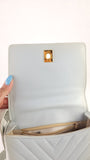 Chanel Light Blue Lamb Skin V Stitch Shoulder Bag - 3448