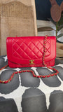Chanel Diana 25 Red Lambskin Chain Shoulder Bag - 3497