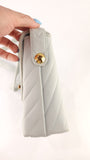 Chanel Light Blue Lamb Skin V Stitch Shoulder Bag - 3448