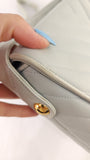 Chanel Light Blue Lamb Skin V Stitch Shoulder Bag - 3448