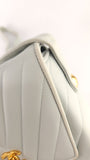 Chanel Light Blue Lamb Skin V Stitch Shoulder Bag - 3448