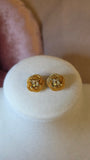 Celine Gold Tone Triomphe Logo Earrings - 3233