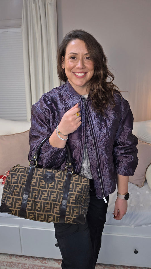 Fendi Zucca Brown Canvas Boston Bag - G0262