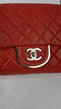 Chanel Matelasse Red Lambskin Double Flap Shoulder Bag - G0465