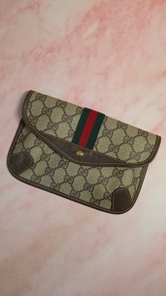Gucci GG Supreme Sherry Line Beige Pouch - 3275