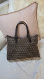 Fendi Zucchino Brown Canvas Tote - G0338