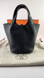 Hermes Picotin Taurillon Clemence Black Leather Palladium Hardware 18 PM - G0343
