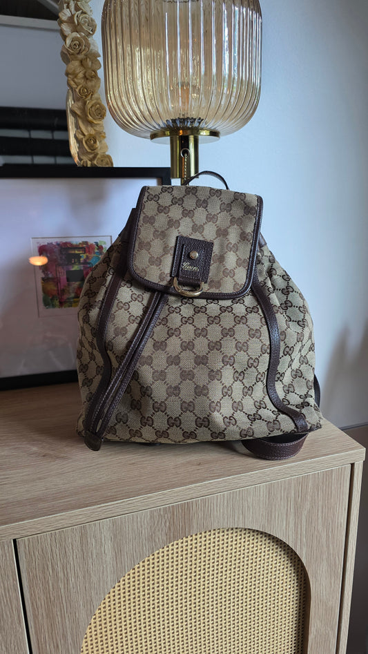 Gucci GG Beige Canvas Backpack - 3736
