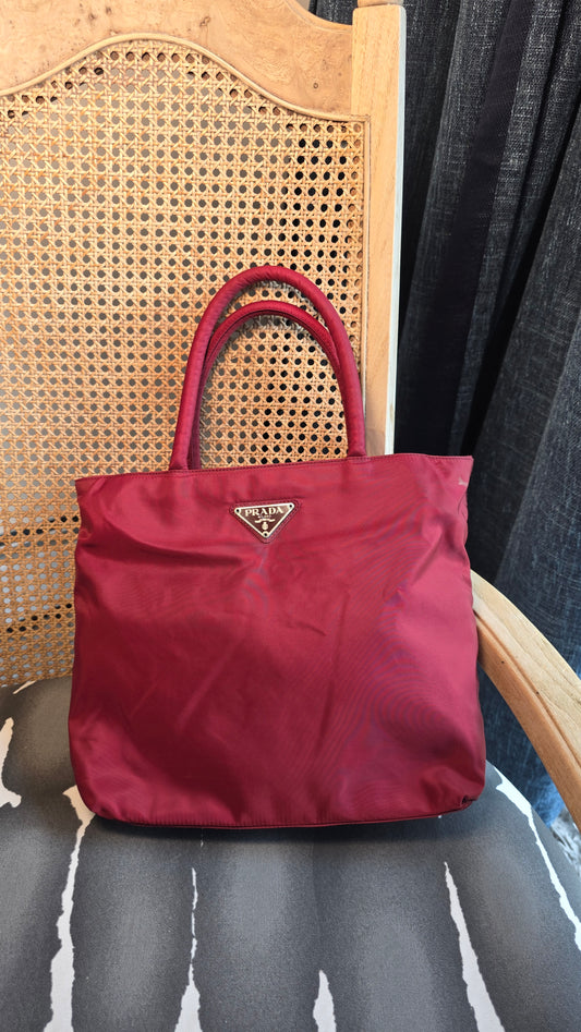 Prada Red Nylon Handbag - 3549