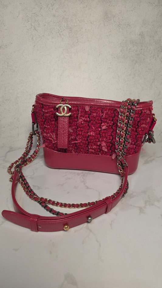 Chanel Gabrielle Pink Tweed/Leather Shoulder Bag - 3257