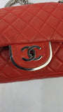 Chanel Matelasse Red Lambskin Double Flap Shoulder Bag - G0465