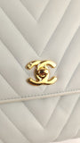 Chanel Light Blue Lamb Skin V Stitch Shoulder Bag - 3448
