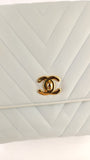 Chanel Light Blue Lamb Skin V Stitch Shoulder Bag - 3448