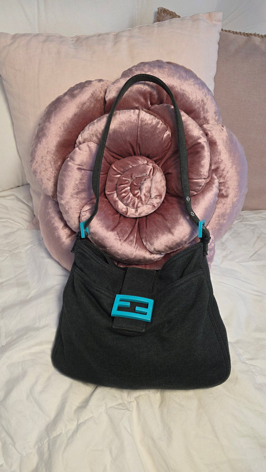 Fendi Khaki Cotton Jersey FF Shoulder Bag - G0265