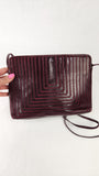 Fendi Burgandy Patent Leather Stitched Shoulder Bag - G0274