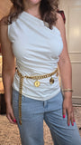 Chanel Gold Tone Thick Chain Belt - G0604