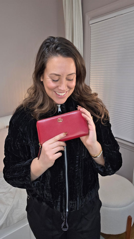 Gucci Red Leather Long Zippy Wallet - G0010