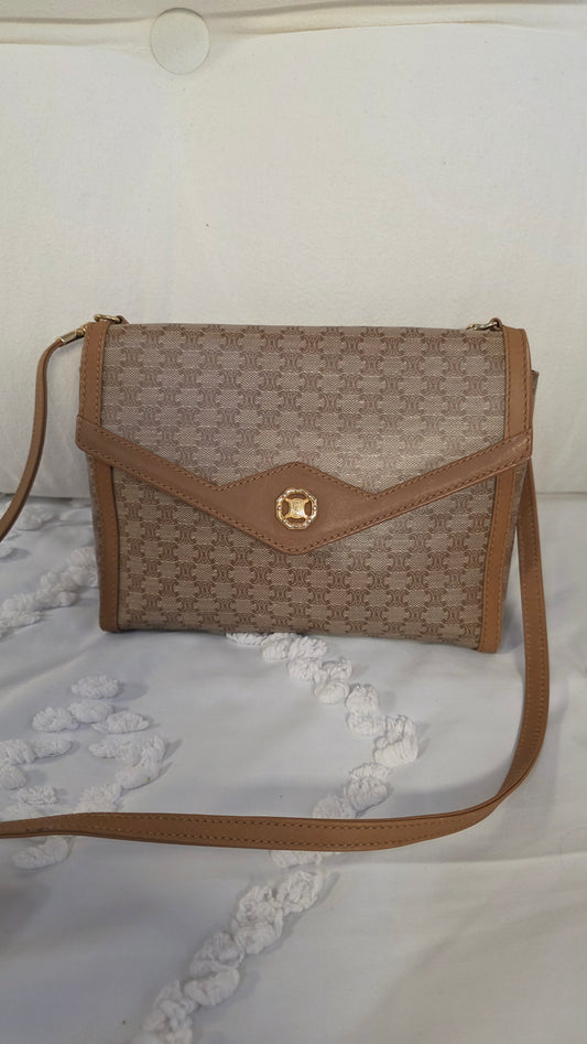 Celine Beige Macadam Crossbody Bag - 3259