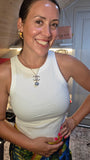 Chanel Blue and Light Gold Tone CC Pendant Necklace - 3529