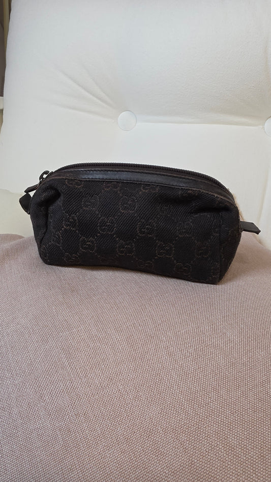Gucci GG Brown/Black Canvas Pouch - G0283