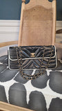Chanel Black Lambskin V Stitch Chain Shoulder Bag - 3521