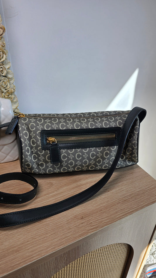 Celine Green C Macadam Canvas/Leather Shoulder Bag - 3371