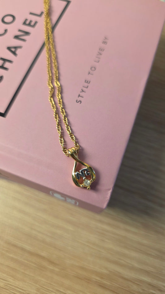 Nina Ricci Gold Tone Necklace w/ Tear Drop Charm - 3020