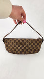 Gucci GG Brown/Beige Canvas Boat Shoulder Bag - 3325