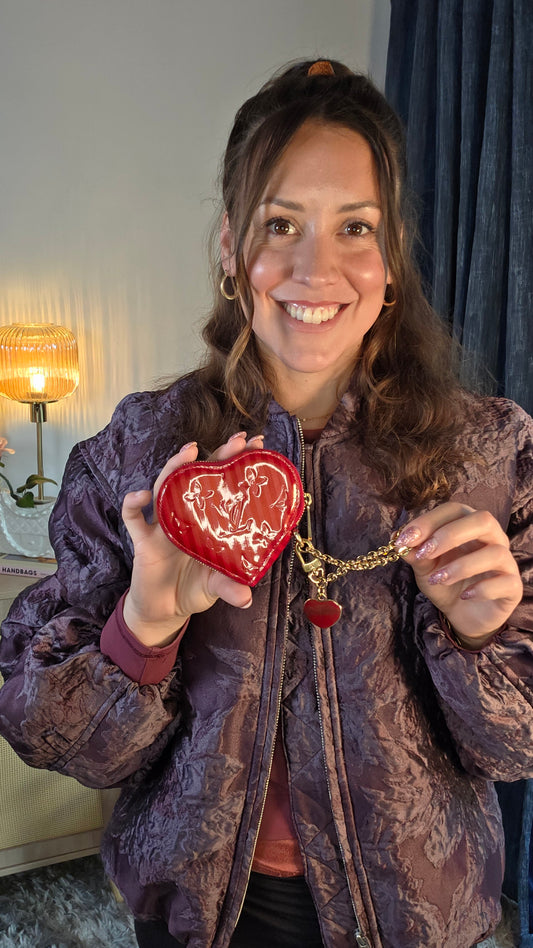 Louis Vuitton Red Vernis Leather Heart Cles Coin Purse - 3487