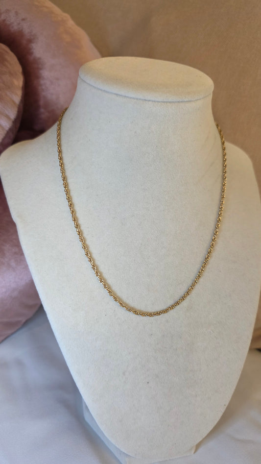Christian Dior Gold Tone Thin Rope Necklace Chain - 3197