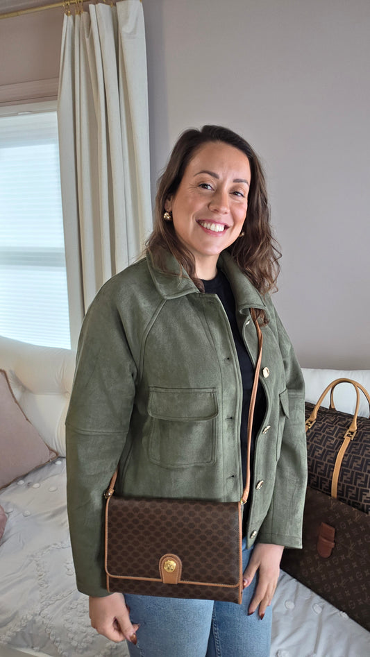 Celine Brown Macadam Shoulder Bag - 3258