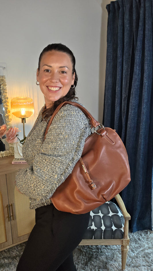 Celine Brown Leather Shoulder Bag - G0404