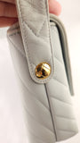 Chanel Light Blue Lamb Skin V Stitch Shoulder Bag - 3448