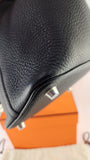 Hermes Picotin Taurillon Clemence Black Leather Palladium Hardware 18 PM - G0343