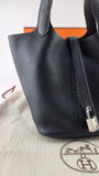 Hermes Picotin Taurillon Clemence Black Leather Palladium Hardware 18 PM - G0343