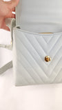 Chanel Light Blue Lamb Skin V Stitch Shoulder Bag - 3448