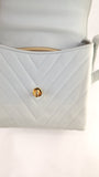 Chanel Light Blue Lamb Skin V Stitch Shoulder Bag - 3448