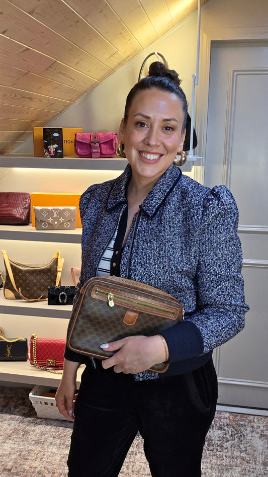 Celine Brown Macadam Wristlet Clutch - 3346